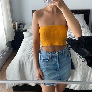 Yellow crop tube top UO